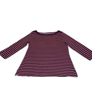 Talbots Striped Stretch Weekend 3 Quarter Inch Sleeve Tee Shirt